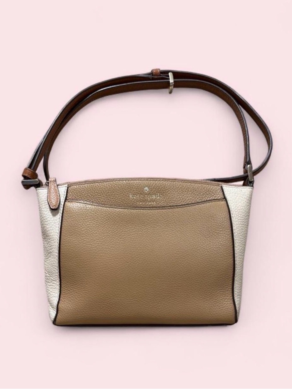 kate spade Beige and Cream Pebbled Leather Shoulder Bag